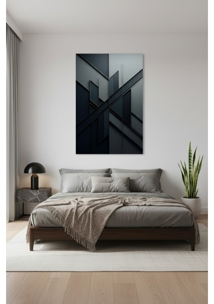 Soyut Gri Geometrik Modern Kanvas Tablo modelleri