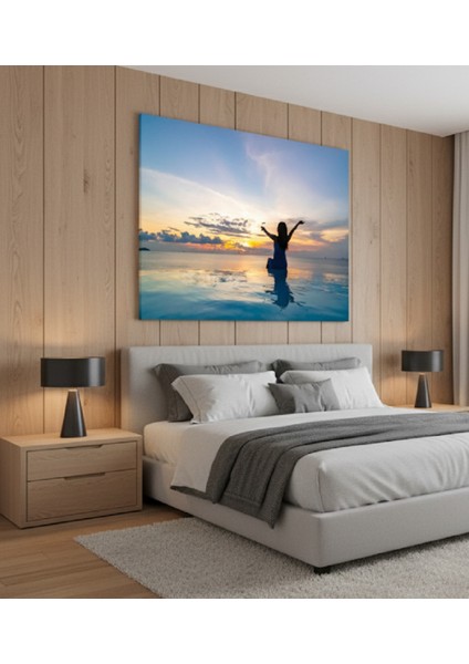 Modern ve Huzurlu Tablo | Su Yansıması ve Özgür Ruh Temalı Plaj/havuz Manzarası Kanvas modelleri