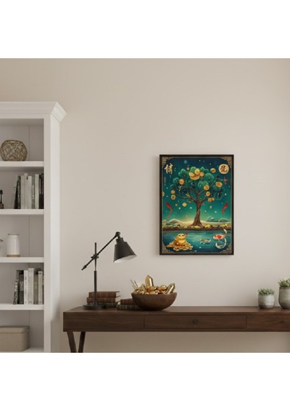 Para Getiren ve Niyetleri Gerçekleştiren Feng Shui Tablosu | Bereket Sembolleri Çerçeveli Tablo fiyatları