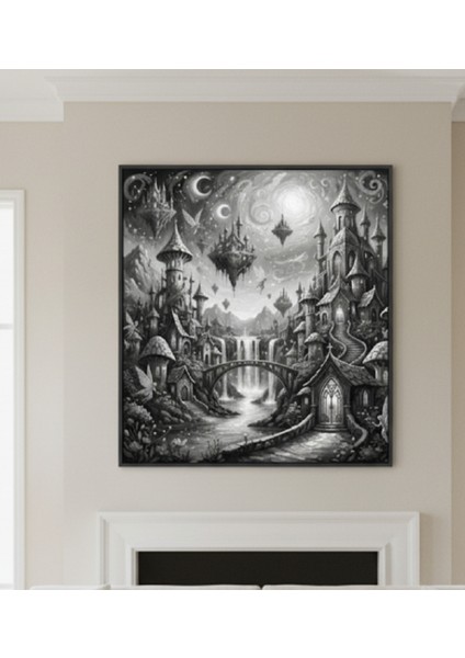 Çerçeveli Siyah Beyaz Puzzle Tablo, Yetişkin Siyah Beyaz Çerçeveli Modern Puzzle Tablo