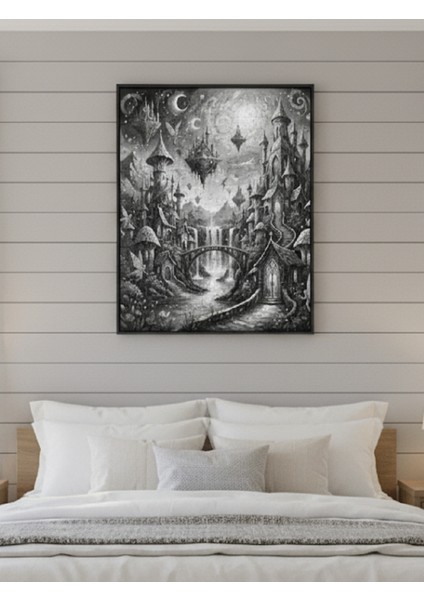 Çerçeveli Siyah Beyaz Puzzle Tablo, Yetişkin Siyah Beyaz Çerçeveli Modern Puzzle Tablo fiyatları