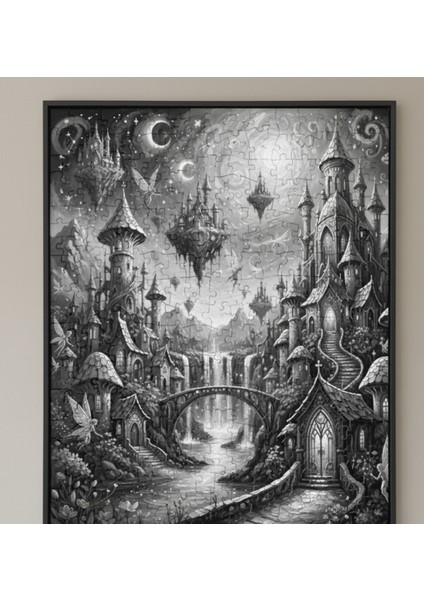 Çerçeveli Siyah Beyaz Puzzle Tablo, Yetişkin Siyah Beyaz Çerçeveli Modern Puzzle Tablo modelleri