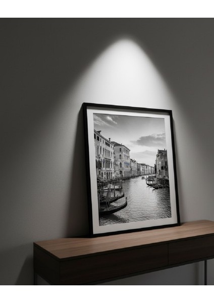 Italya Venedik Temalı Çerçeveli Tablo| Salon ve Yatak Odası Siyah Beyaz Tablo Çerçeveli