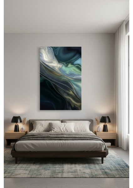 Soyut Mavi Yeşil Akışkan Sanat Kanvas Tablo | Modern Duvar Dekoru modelleri