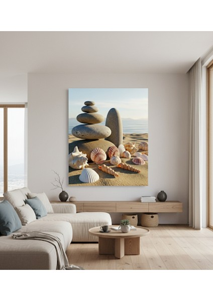 Kumsal ve Deniz Kabukları Tablosu | Feng Shui Uyumlu Ev Dekoru Dinginlik ve Huzur Veren Tablo modelleri