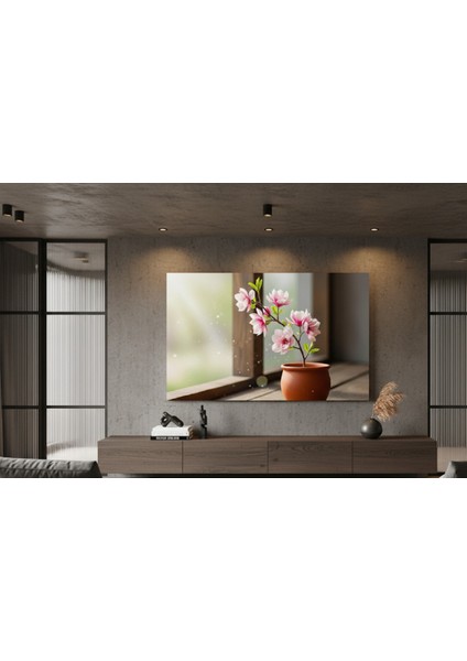 Minimalist Manolya Dalı Kanvas Tablo,pembe Çiçekler Romantik Kanvas Tablo-Yatay fiyatları