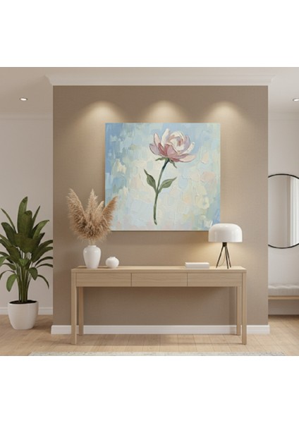 Modern Tablo Çiçek Tablosu, Dokulu Efektli Şakayık Duvar Dekoru, Yağlı Boya Efektli fiyatları