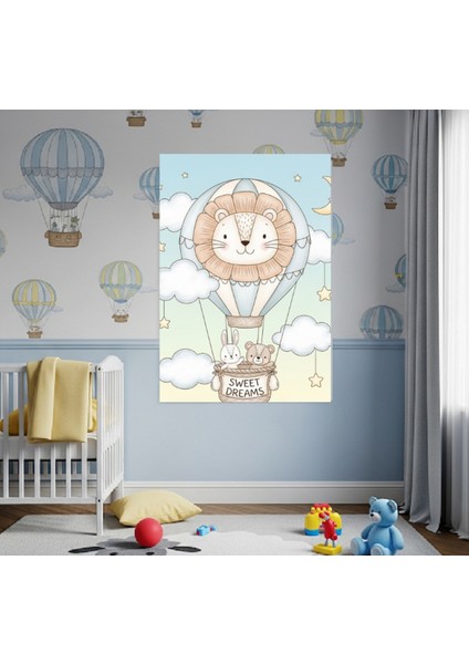 Erkek Bebek Odası Kanvas Tablo Sevimli Hayvanlar Tablo Mavi Kanvas Bebek Odası Dekor Hediye fırsatları