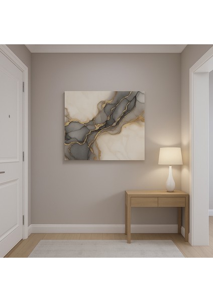 Lüks Tablo, Bej Gri Altın Yaldızlı Soyut Kanvas Tablo, Salon Tablosu fiyatları