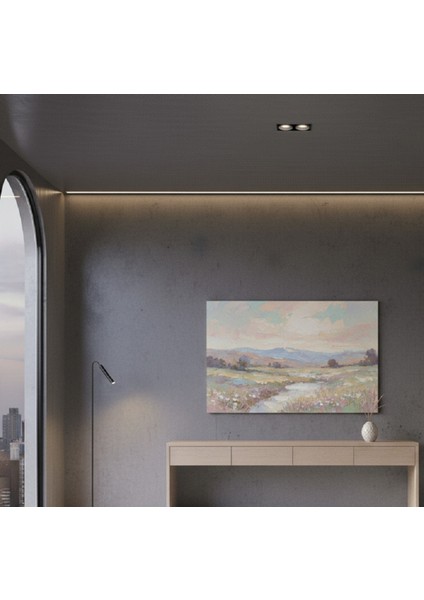 Soft Pastel Tonlarda Yağlıboya Efektli Kanvas Tablo | Huzurlu Bahar Peyzajı Tablo modelleri