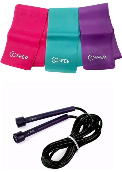 2'li Set Uzunluğu Ayarlanabilir Atlama Ipi 3'lü Yoğa Aerobik Egzersiz Direnç Pilates Bandı