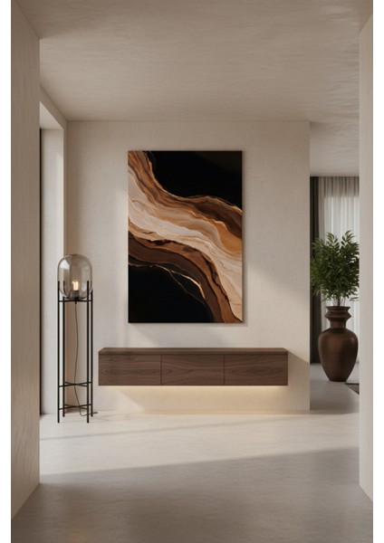 Modern Kahve Tonları Soyut Kanvas Tablo | Salon Ofis Duvar Dekoru fiyatları