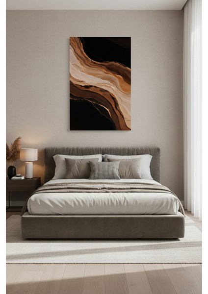 Modern Kahve Tonları Soyut Kanvas Tablo | Salon Ofis Duvar Dekoru modelleri