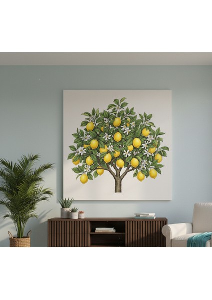 Modern ve Minimalist Yeşil ve Sarı Limon Ağacı Kanvas Tablo fiyatları