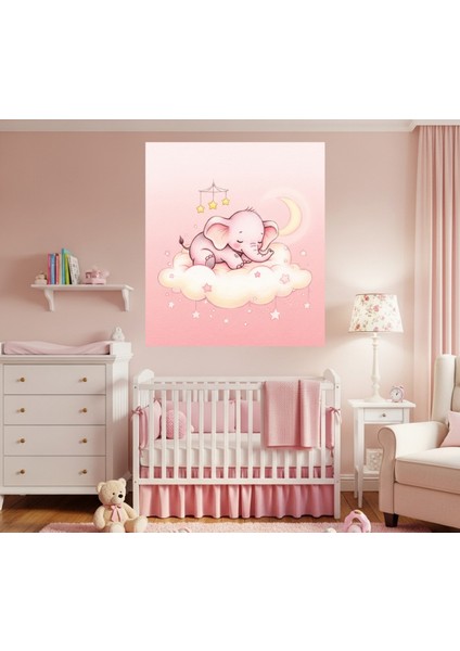 Kız Bebek Odası Kanvas Tablo, Sevimli Fil Kanvas Tablo Bebek Odası Pembe Tablo Kanvas fiyatları