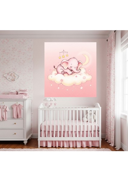 Kız Bebek Odası Kanvas Tablo, Sevimli Fil Kanvas Tablo Bebek Odası Pembe Tablo Kanvas modelleri