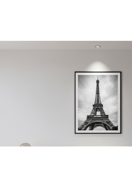 Modern Siyah Çerçeveli Siyah Beyaz Eyfel Kulesi Paris Tablosu