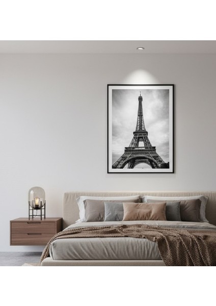 Modern Siyah Çerçeveli Siyah Beyaz Eyfel Kulesi Paris Tablosu fiyatları
