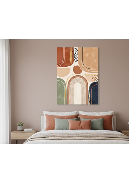 Soyut Boho Kanvas Tablo | Modern Bohem Duvar Dekoru & Kiremit Tonları Sanat Eseri