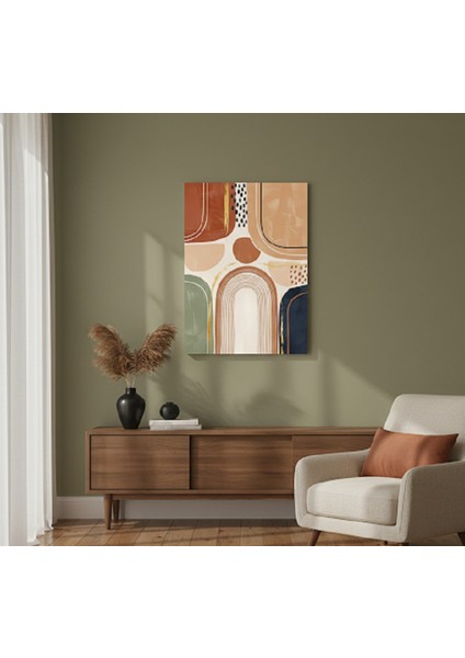 Soyut Boho Kanvas Tablo | Modern Bohem Duvar Dekoru & Kiremit Tonları Sanat Eseri fiyatları