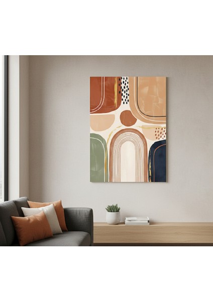 Soyut Boho Kanvas Tablo | Modern Bohem Duvar Dekoru & Kiremit Tonları Sanat Eseri modelleri