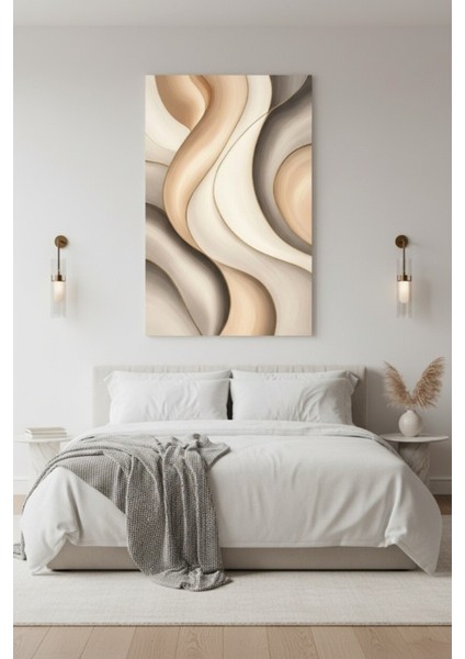 Soyut Dalgalar Kanvas Tablo - Modern Gri ve Bej Tonlar Sanat Baskısı