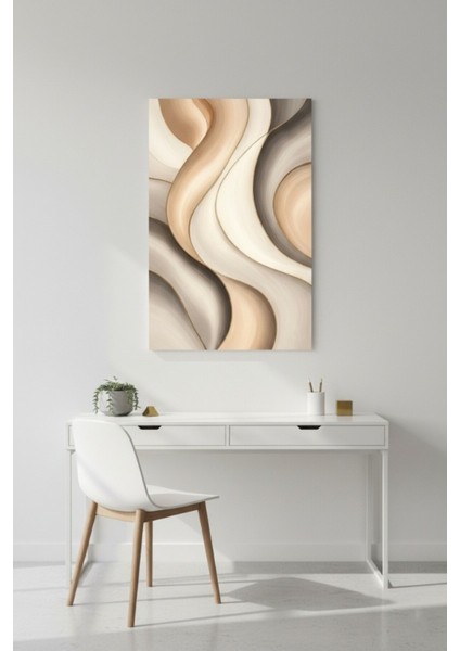 Soyut Dalgalar Kanvas Tablo - Modern Gri ve Bej Tonlar Sanat Baskısı modelleri