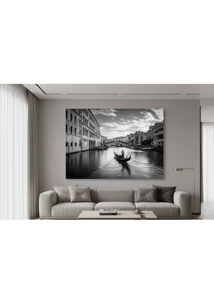 Siyah Beyaz Tablo Venedik Kanvas Tablo Avrupa Şehir Tablosu, Modern Ev ve Ofis Yatay Tablo fiyatları
