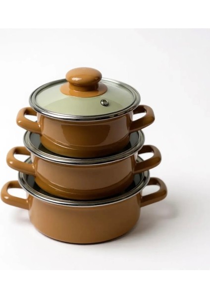 Mini Tencere Seti Emaye 6 Parça Saklama Kabı Seti