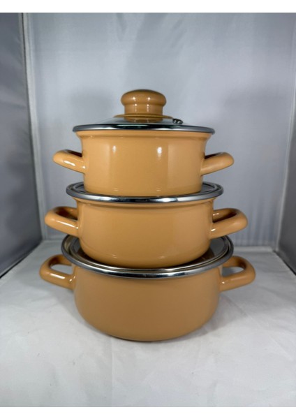 Mini Tencere Seti Emaye 6 Parça Saklama Kabı Seti modelleri