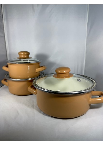 Mini Tencere Seti Emaye 6 Parça Saklama Kabı Seti