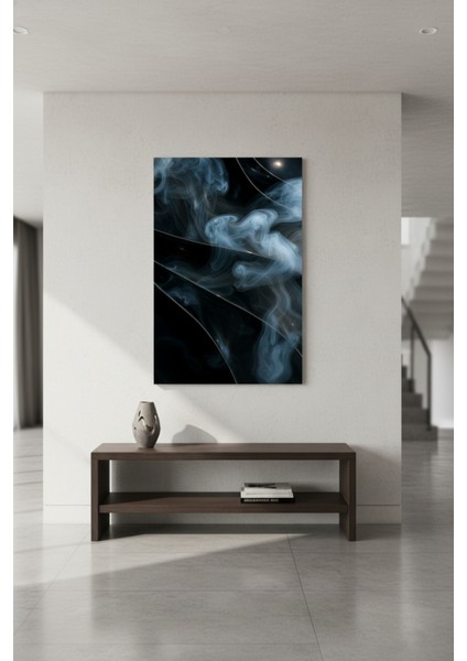 Derin Mavi Duman Soyut Kanvas Tablo | Modern Duvar Dekoru fiyatları