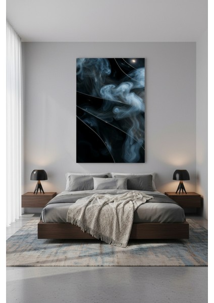 Derin Mavi Duman Soyut Kanvas Tablo | Modern Duvar Dekoru modelleri