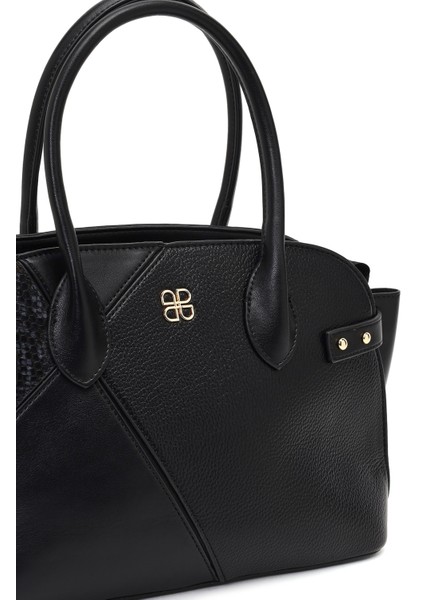 Kadın Siyah Uzun Askılı Desenli Kol Çantası 25WBD285614