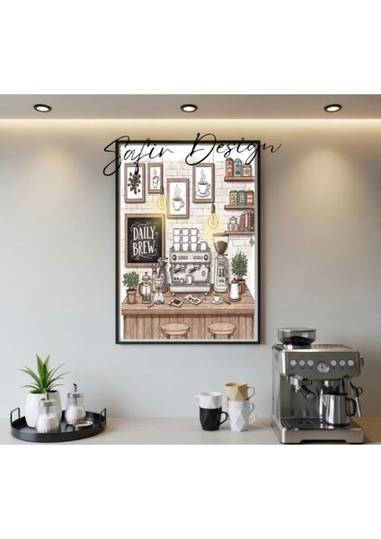 Kahve Köşesi Çerçeveli Tablo - Mutfak Duvar Dekoru,modern Mutfak Dekorasyon Tablosu fiyatları