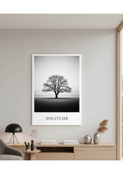 Siyah Beyaz Tablo Doğa Manzaralı Modern ve Minimalist Kanvas Tablo | Huzur Veren Ağaç Tablo