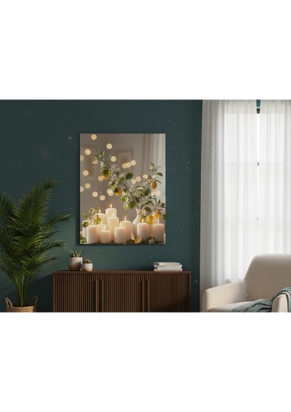 Romantik Kanvas Tablo, Mumlarla Süslenmiş Masa Tablo, Modern Ev ve Ofis Dekorasyonu Tablo fiyatları