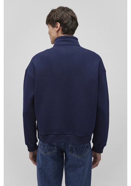 Boxy Fit Yarım Fermuarlı Dik Yaka Sweat Erkek Sweat 0S10208