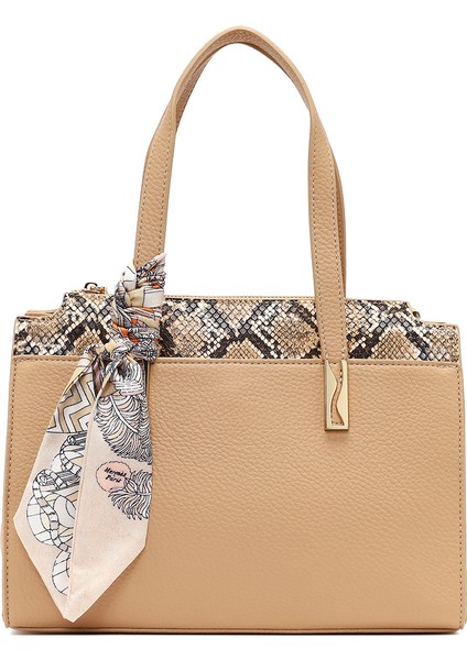 Kadın Bej Uzun Askılı Desenli Kol Çantası 25WBD285814 fırsatları