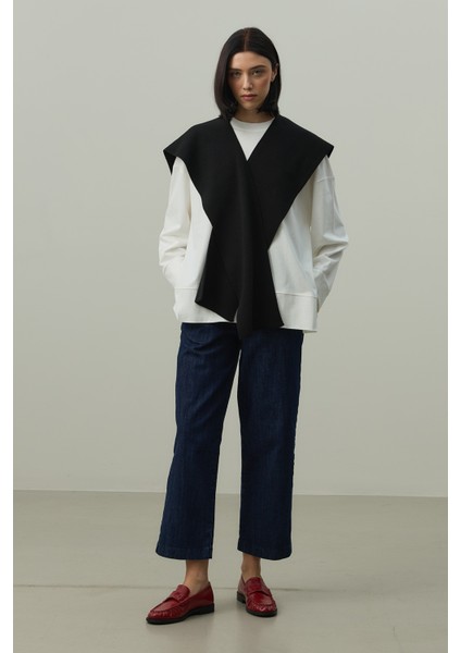 Kare Parçalı Atkı Siyah