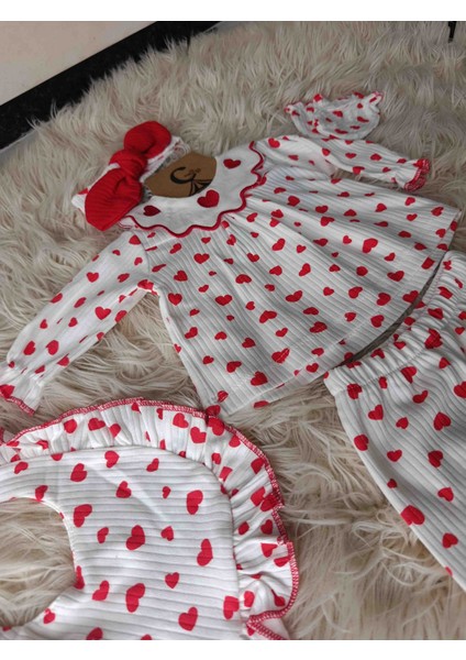 Kız Bebek Kalpli %100 Pamuk 4li Hastane Çıkış Seti fiyatları