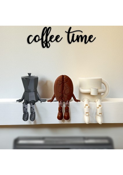 Sevimli Kahve Köşesi 3’lü Biblo Seti Sorelis - Kahve Çekirdeği - Moka Pot - Kupa - Bardak Dekoratif modelleri