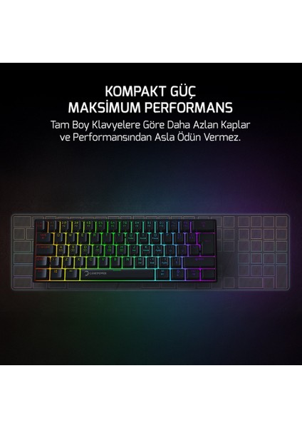 Lyra Rgb 60M 62TUŞ Siyah Mekanik Kablolu Red Switch Klavye - 3 Yıl Garantili indirimleri