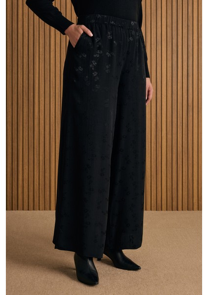 Çicek Jakar Desenli Beli Lastikli Pantolon modelleri