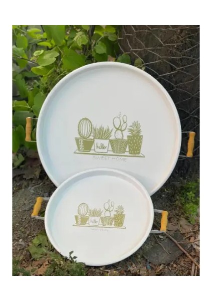 İkili Yuvarlak Sunum Tepsisi Seti