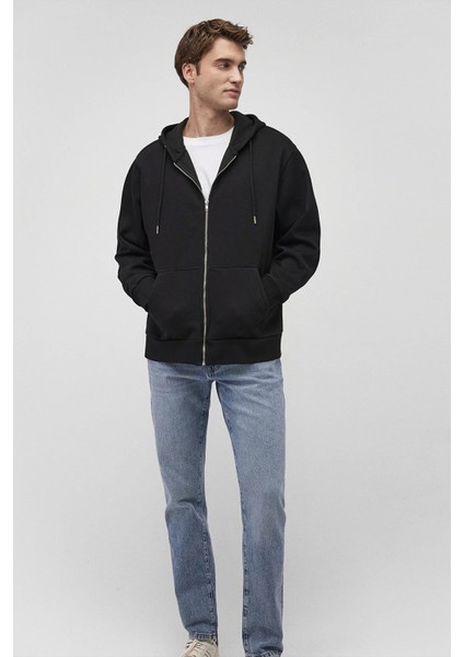Pamuklu Loose Fit Kapüşonlu Cepli Sweat Erkek Sweat 0S10277