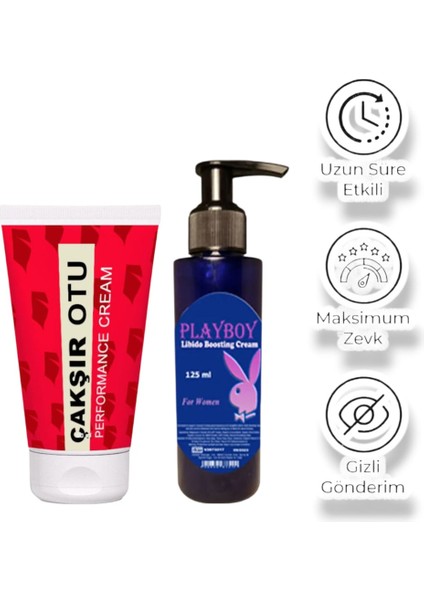 Çakşır Otu Performance Erkekler Için Özel Bölge Kremi 50 ml + Bayanlara Özel Playboy Libido Boosting Cream 125 ml