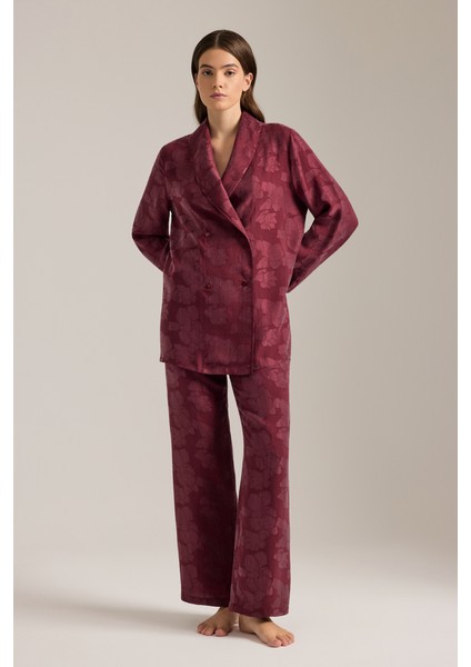 Dokulu Tencel Beli Lastikli Pijama Altı