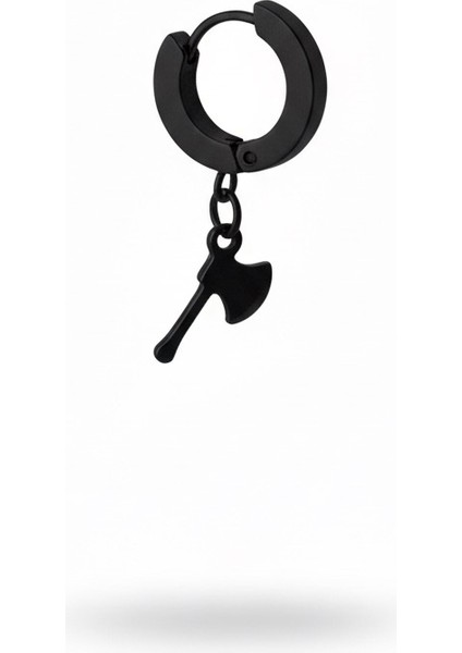 Balta Figürlü Çelik Erkek Küpe