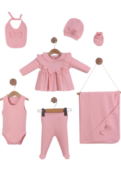0-3 Ay Kız Bebek Yeni Doğan Fiyonklu Fırfırlı Battanıyeli 7 Parça Hastane Çıkışı Zıbın Seti fiyatları